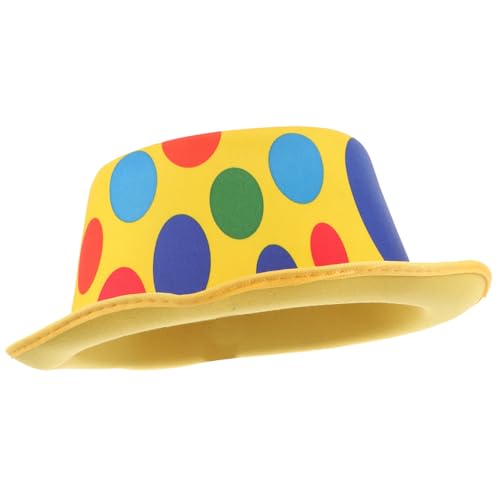 WOONEKY Clownhut aus Robustem Vliesstoff Farbenfroher Bühnenhut für Karneval und Party Einheitsgröße für Erwachsene Festliches Requisit für Kostüme und Auftritte von WOONEKY