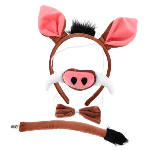 WOONEKY Cosplay Schwein Kostüm Set mit Schweineohren Haarreif Fake Nase Schweineschwanz und Fliege Tier Verkleidung für Karneval Halloween Party Foto Requisite von WOONEKY