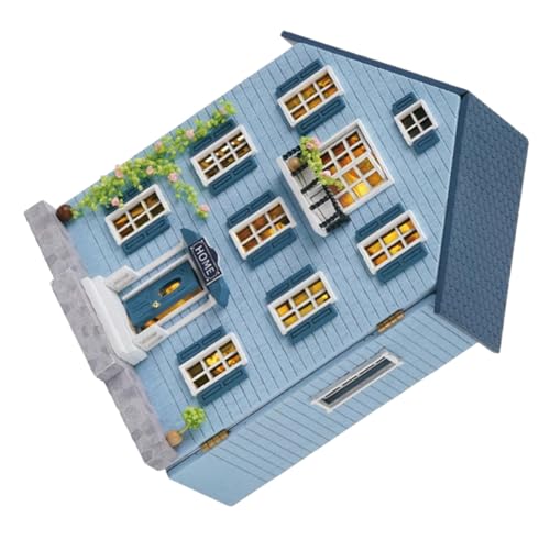 WOONEKY DIY Miniatur Puppenhaus Bausatz Holz Mini Haus Modell mit Möbeln Kreatives Weihnachts dekor Tragbares Miniaturhaus Set für Erwachsene und Jugendliche von WOONEKY