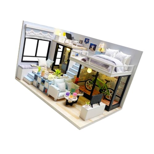WOONEKY DIY Miniatur Puppenhaus Bausatz aus Holz Puzzle Haus Modell für Mädchen Leicht Zusammenbaubar Kreatives zum Geburtstag Fördert Feinmotorik und Familienzeit WOONEKY DIY Miniatur Puppenhaus Bausatz aus Holz Puzzle Haus Modell für Mädchen Leicht Zusammenbaubar Kreatives zum Geburtstag Fördert Feinmotorik und Familienzeit von WOONEKY