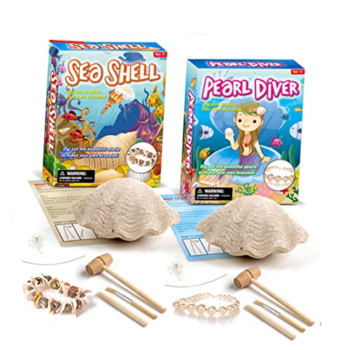 WOONEKY DIY Perlenspielzeug Shell Pearl Bracelet für Mädchen Pädagogisches Ausgrabungsspielzeug für Kreative Bastelstunden Fördert Soziale Fähigkeiten und Feinmotorik von WOONEKY
