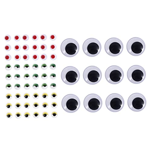 WOONEKY DIY Wackelaugen Teilig Selbstklebende Cartoon Augen Aufkleber Bunte Wimpern Große Schwarze Puppenaugen für Basteln Scrapbooking Kreativspaß von WOONEKY