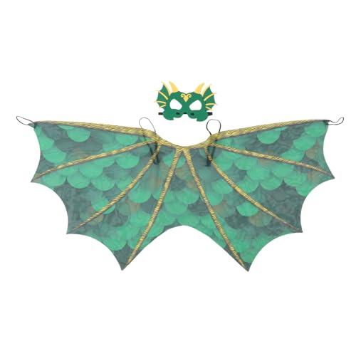 WOONEKY Dinosaurier Umhang Cosplay Kostümset mit Maske Grüner Halloween Umhang mit Flügeln Leichter Chiffon Vielseitig für Karneval Bühnenauftritte Fasching und Kostümpartys Geeignet WOONEKY Dinosaurier Umhang Cosplay Kostümset mit Maske Grüner Halloween Umhang mit Flügeln Leichter Chiffon Vielseitig für Karneval Bühnenauftritte Fasching und Kostümpartys Geeignet von WOONEKY