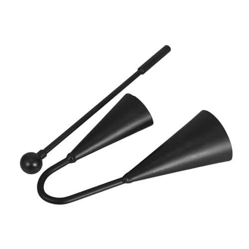 WOONEKY Doppel Ende Kuhglocke mit Schlagstab Montessorimusikinstrument Handheld Percussion Glocke für Frühe Musikausbildung Hohe und Niedrige Töne Vielseitig Leicht Transportierbar von WOONEKY