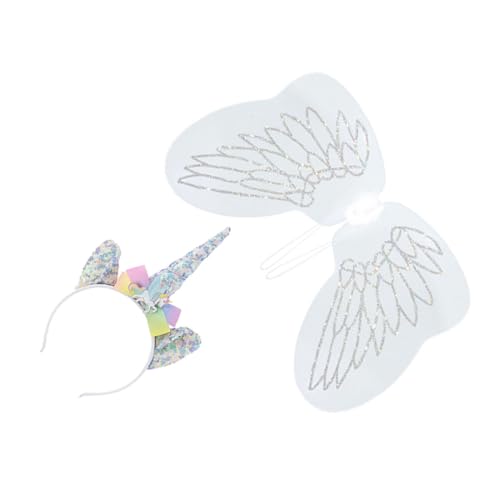 WOONEKY Einhorn Kostüm Set mit Stirnband und Engelsflügeln Leichtes Flügel Partyaccessoire für Kleinkinder für Geburtstagsfeiern Karneval Maskerade und Fasching WOONEKY Einhorn Kostüm Set mit Stirnband und Engelsflügeln Leichtes Flügel Partyaccessoire für Kleinkinder für Geburtstagsfeiern Karneval Maskerade und Fasching von WOONEKY