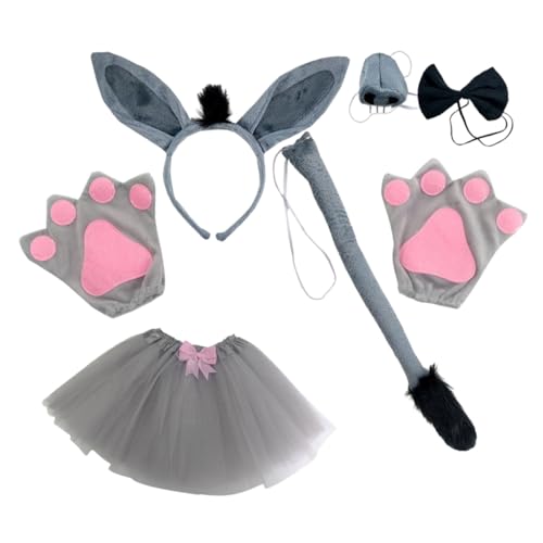 WOONEKY Esel Kostüm Set Tierkostüm Ohren Stirnband und Requisiten Cosplay Party Zubehör für Erwachsene und Halloween Geburtstag Bühnenauftritt von WOONEKY