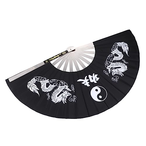 WOONEKY Faltbarer Handfächer aus für Tai Chi Fitness und Kampfkunst Chinesischer Stil Elegantes Design für Heiße Sommertage Schwarz WOONEKY Faltbarer Handfächer aus für Tai Chi Fitness und Kampfkunst Chinesischer Stil Elegantes Design für Heiße Sommertage Schwarz von WOONEKY