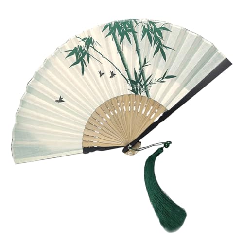 WOONEKY Faltbarer Handfächer im Chinesischen Stil Vintage Fächer mit Quaste für Tanz Dekoration und Sommerreisen Leicht und Langlebig aus von WOONEKY