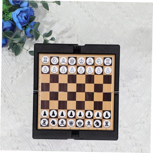 WOONEKY Faltbares Tragbares Internationales Schach Damespiel mit Magnetischen Leichtes Robustes Reiseschachbrett für Erwachsene Praktisches Klappbrett für Unterwegs von WOONEKY