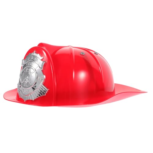 WOONEKY Feuerwehrmann Helm Feuerwehrhut Kunststoff Feuerwehrhelm für Jungen und Mädchen Verstellbar Langlebig Zubehör für Feuerwehr Kostüm und Party Rollenspiel von WOONEKY