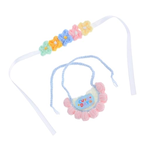 WOONEKY Gestricktes Puppen-zubehör mit Blumenkopfband und Spucktuch Weiches Komfortables zum Ankleiden von Plüschtieren Babypuppen Sammelfiguren Wiederverwendbar und Dekorativ von WOONEKY