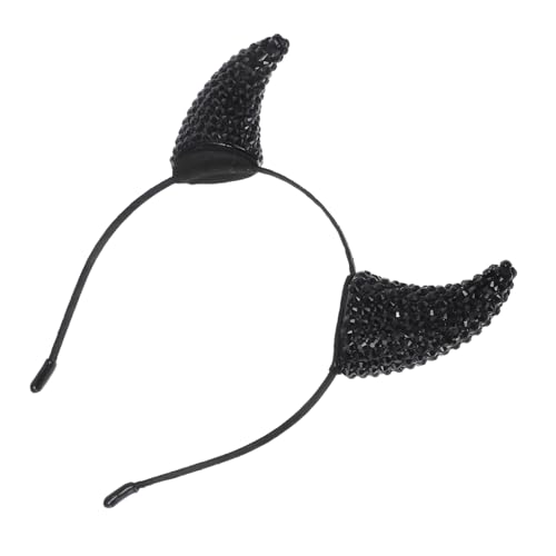 WOONEKY Glitzernde Teufelshorn Stirnband mit Strasssteinen Schwarzes Kuhhorn Haarreif für Halloween Kostüm Verstellbares Dämonen Haarband für Karneval Cosplay Party und Bühnenauftritte WOONEKY Glitzernde Teufelshorn Stirnband mit Strasssteinen Schwarzes Kuhhorn Haarreif für Halloween Kostüm Verstellbares Dämonen Haarband für Karneval Cosplay Party und Bühnenauftritte von WOONEKY