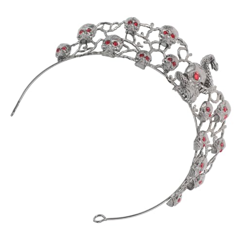 WOONEKY Gothic Halloween Stirnband mit Schädelkrone Dekorative Tiara für Mädchen Langlebige Legierung Auffälliges Festival Accessoire Leichtes Haarschmuck für Themenpartys von WOONEKY