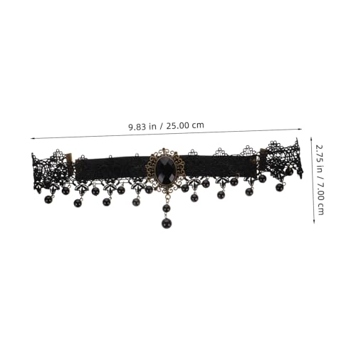 WOONEKY Gothic Spitzen Choker Haarreif mit Crystal Tropfen Vintage Schwarzer Kopfband für Halloween Vampirkostüm Punk Schmuck Accessoire für Karneval Maskerade von WOONEKY