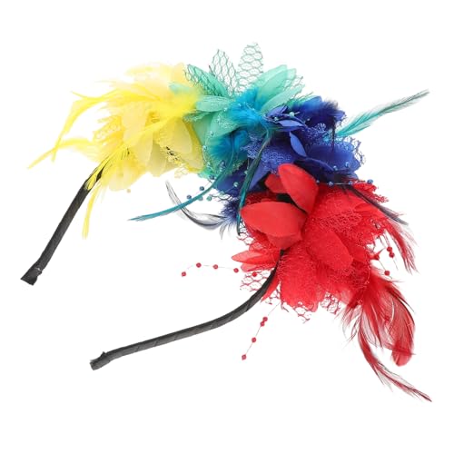 WOONEKY Haardekor für Halloween Masquerade und Partys Weiches Leichtes Stirnband mit Kunstblumen und Federn für Stilvolle Auftritte von WOONEKY