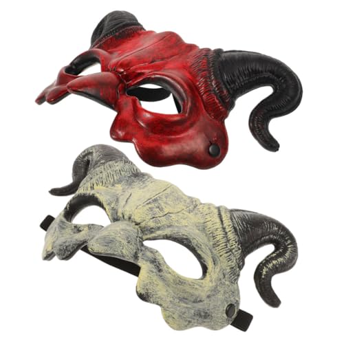 WOONEKY Halbgesichts-horrormaske mit Hörnern Rote und Weiße Dämonenmaske für Halloween und Cosplay Leichte Bequeme Teufelsmaske als Party Kostümzubehör für Damen und Herren WOONEKY Halbgesichts-horrormaske mit Hörnern Rote und Weiße Dämonenmaske für Halloween und Cosplay Leichte Bequeme Teufelsmaske als Party Kostümzubehör für Damen und Herren von WOONEKY