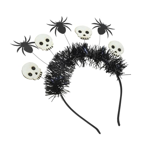 WOONEKY Halloween Haarreif Schädelkopf Haarreif mit Spinnennetz Design Langlebig und Bequem für Kostüm und Themenpartys Vielseitiger Halloween Kopfschmuck für Damen und Herren von WOONEKY