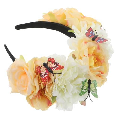 WOONEKY Halloween Haarreif mit Künstlichen Blumen und Schmetterlingsakzenten Mexikanischer Stil Detailreiche Blumenkopfbedeckung für Day Of The Dead Cosplay und Festliche Partys WOONEKY Halloween Haarreif mit Künstlichen Blumen und Schmetterlingsakzenten Mexikanischer Stil Detailreiche Blumenkopfbedeckung für Day Of The Dead Cosplay und Festliche Partys von WOONEKY