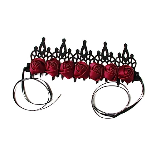 WOONEKY Halloween Haarschmuck Barock Rosen Krone Stirnband Damen Party Haarreif Leicht und Langlebig für Halloween Kostüm Fotorequisiten von WOONEKY