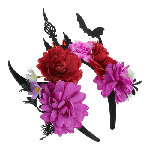 WOONEKY Halloween-Stirnband Schwarzes Stirnband mit Teufelshörnern Kostüm Stirnbänder Halloween-Haarreifen Halloween-Kopfschmuck Teufelshornstirnband Kopfbedeckung Kostüm Stoff Violett von WOONEKY