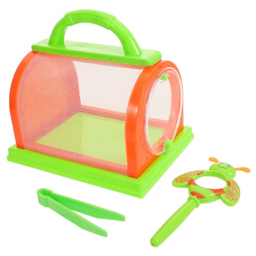 WOONEKY Insektenbox Mit Lupe Für Kinder 3 Teiliges Handheld Insektenbeobachtungsset Für Outdoor Insektenkäfig Mit Netz Lupe Und Tweezern Ideal Für Abenteuer Der Natur Und Insekten Kinder Forschen von WOONEKY