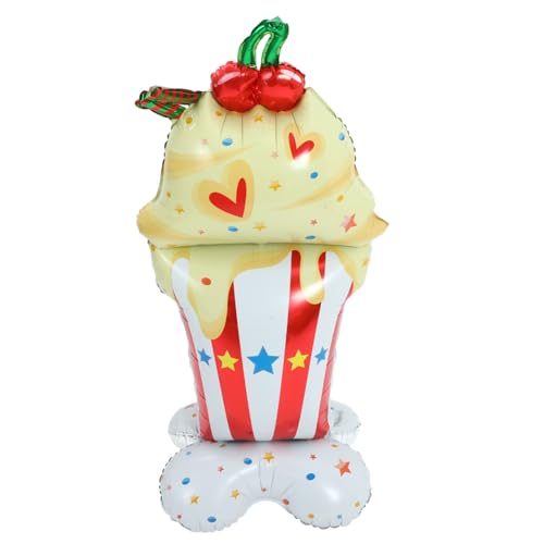 WOONEKY Hawaii Eiscreme Ballon Stehende Aluminium Folienballon für Partys Deko für Fotomöglichkeiten Robust und Leicht für Unvergessliche von WOONEKY