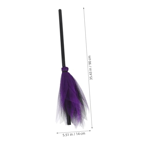 WOONEKY Hexenbesen Halloween Kostüm Kunststoff Besen mit Netzdesign Leichtes Hexenbesen Requisit für Karneval Fasching Cosplay Party Deko Farben Zufällig Zufällige Farbe Zufällige Farbe von WOONEKY