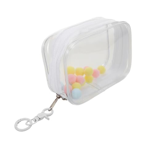 WOONEKY Hochtransparente Sammelfigurentasche mit Schlüsselanhänger Doppelte Reißverschlüsse Dickes Material Tragbare Aufbewahrungstasche für Kleine Figuren und Sammlerstücke von WOONEKY
