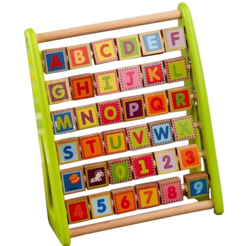 WOONEKY Holz Alphabet Lernspielzeug für Multifunktionales Zahlenspiel mit Alphabettafel und Perlen Pädagogisches Montessori Kognitiven Fähigkeiten Grün WOONEKY Holz Alphabet Lernspielzeug für Multifunktionales Zahlenspiel mit Alphabettafel und Perlen Pädagogisches Montessori Kognitiven Fähigkeiten Grün von WOONEKY
