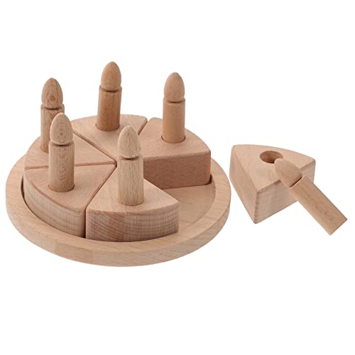 WOONEKY Holz Geburtstagskuchen zum Schneiden Realistisches Kuchen für Kinderküche Pädagogisches Rollenspiel Zubehör Fördert Kreativität und Motorische Fähigkeiten für Mädchen von WOONEKY
