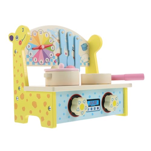 WOONEKY Holz Küchen Spielset für Realistisches Kochspielzeug mit Miniatur Möbeln und Utensilien Multifunktionales Platzsparendes und Sicheres Rollenspiel für Kleinkinder von WOONEKY