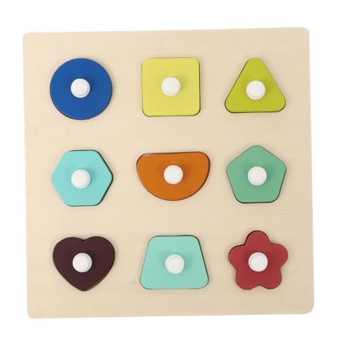WOONEKY Holz Lernspielzeug mit Cartoon Motiven Pädagogisches Greifbrett aus Nachhaltigem Holz Fördert Augen Hand koordination und Farberkennung für Jungen und Mädchen von WOONEKY