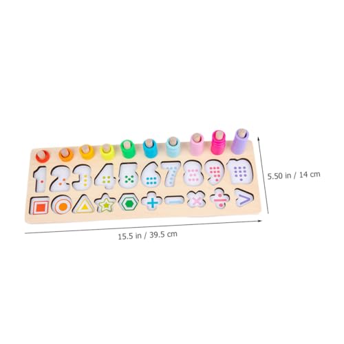 WOONEKY Holz Mathespielzeug Zahlen Puzzle für Kleinkinder Pädagogisches Lernspielzeug mit Abgerundeten Kanten Fördert Logisches Denken und Hand Auge koordination Montessori Holzbausteine von WOONEKY
