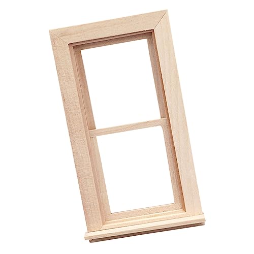 WOONEKY Holz Puppenhaus Fenster Miniatur Fenster Modell Adorable Kleines Holzfenster Dekoration für Kinderzimmer und Puppenhaus Zubehör von WOONEKY