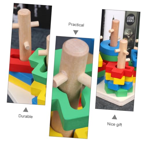 WOONEKY Holzbauklötze Geometrische Formen Steckspielzeug Montessori Pädagogisches Spiel für Kleinkinder Ab Jahr Holzpuzzle Farb und Formensortierer Lernspielzeug von WOONEKY