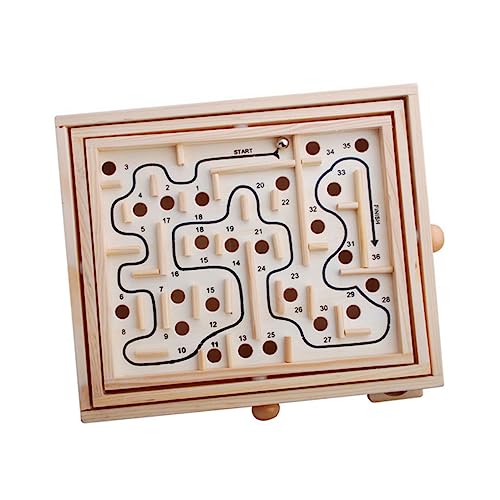 WOONEKY Holzperlen Labyrinthspielzeug aus Holz Pädagogisches Denkspiel für Fördert Logisches Geduld und Problemlösungsfähigkeiten Geeignet für Jungen und Mädchen von WOONEKY