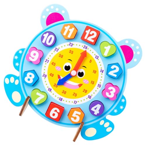 WOONEKY Holzspielzeug Lernuhr für Drehbaren Zeigern und Bunten Zahlenformen Pädagogisches Analog uhrenspielzeug zum Erlernen von Formen und Zahlen Leicht und Sicher WOONEKY Holzspielzeug Lernuhr für Drehbaren Zeigern und Bunten Zahlenformen Pädagogisches Analog uhrenspielzeug zum Erlernen von Formen und Zahlen Leicht und Sicher von WOONEKY
