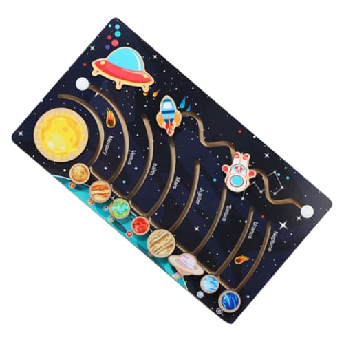 WOONEKY Holzspielzeug Sonnensystem Puzzle Planeten Lernspielzeug für Montessori Puzzle mit Farbigen Planetenformen Fördert Logisches und Gedächtnisentwicklung Pädagogisch von WOONEKY