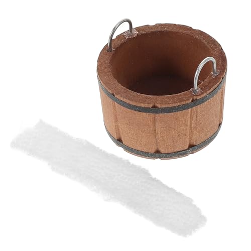 WOONEKY Holzwannen Badewanne und Schaumbad Authentische Miniaturmöbel für Puppenhäuser Geeignet als Garten Eimer und Badezimmer Zubehör von WOONEKY