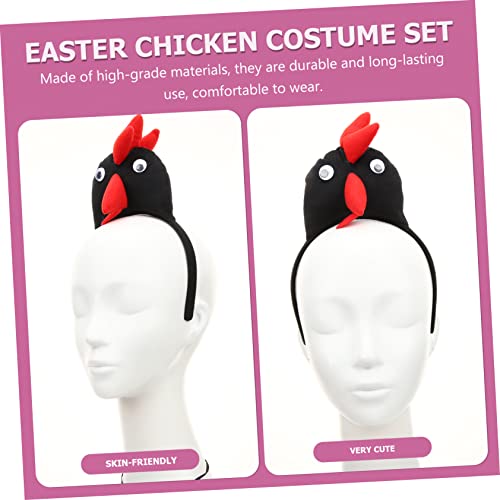 WOONEKY Huhn Kostüm Set mit Stirnband Fliege und Tierkostüm für Jungen und Mädchen Leichtes Sicheres Material für Ostern Fasching Halloween und Mottopartys von WOONEKY
