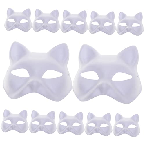 WOONEKY Maskenballmaske Für Frauen Halbkatzenmaske Blanke Zellstoffmasken 12 Stück Jungen Und Mädchen Erwachsene von WOONEKY