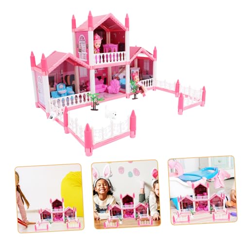 WOONEKY Kinderburg Mädchenspielzeug fokussiert Mini-Puppenhaus-Bausatz Plastikhausspielzeug kreatives Schlossspielzeug Modell eines Schlosshauses Miniatur Suite von WOONEKY