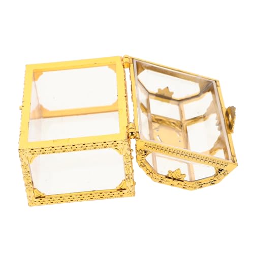 WOONEKY Kleiner Schatztruhe Box Transparente Goldene Aufbewahrungsbox für Hochzeiten Geburtstagsfeiern und Partys Dekorative Geschenkbox für Süßigkeiten und Erinnerungsstücke von WOONEKY