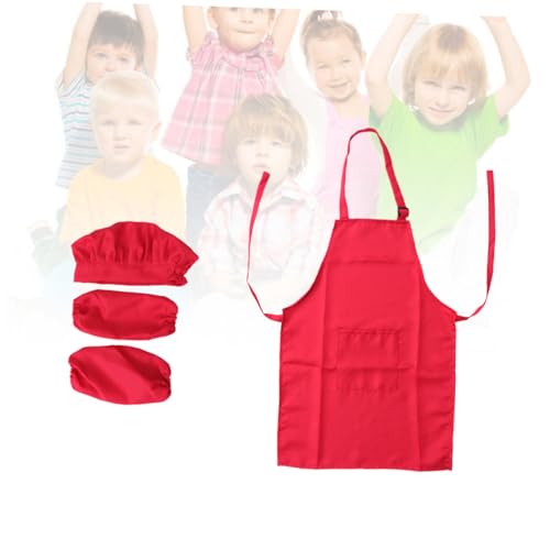 WOONEKY Kochset Komplett mit Verstellbarer Schürze Kochmütze und Ärmelschutz Mittlere für Jahre Rotes Küchen Spielset für Backen Malen und Party Dekoration WOONEKY Kochset Komplett mit Verstellbarer Schürze Kochmütze und Ärmelschutz Mittlere für Jahre Rotes Küchen Spielset für Backen Malen und Party Dekoration von WOONEKY