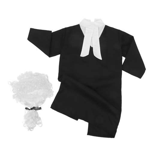 WOONEKY Kostüm mit Robe und Perücke Atmungsaktiv und Flexibel Komfortables Gerichtssaal Rollenspiel Outfit für Halloween und Faschingsparty WOONEKY Kostüm mit Robe und Perücke Atmungsaktiv und Flexibel Komfortables Gerichtssaal Rollenspiel Outfit für Halloween und Faschingsparty von WOONEKY