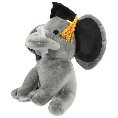 WOONEKY Kuschelige Elefant Plüschfigur mit Doktorhut Lustiges Abschlussgeschenk für Süßes Stofftier für Graduation Party als Dekoration für Schule und Wohnzimmer WOONEKY Kuschelige Elefant Plüschfigur mit Doktorhut Lustiges Abschlussgeschenk für Süßes Stofftier für Graduation Party als Dekoration für Schule und Wohnzimmer von WOONEKY
