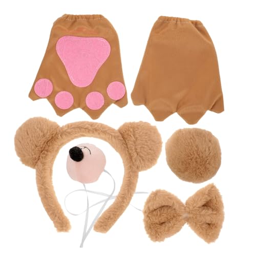 WOONEKY Kuscheliges Bärenkostüm mit Weichem Stirnband Ohren Schleife und Handschuhen Hautfreundlich Warm und Langlebig für Cosplay Halloween und Winter Accessoire WOONEKY Kuscheliges Bärenkostüm mit Weichem Stirnband Ohren Schleife und Handschuhen Hautfreundlich Warm und Langlebig für Cosplay Halloween und Winter Accessoire von WOONEKY