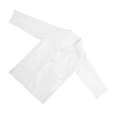 WOONEKY Laborkittel Langarm Weiß Baumwolle Polyester Arztkittel Kostüm für Rollenspiel Schule Kindergarten Halloween Waschbar Altersgerechte Spielerisches Design für Jungen und Mädchen von WOONEKY