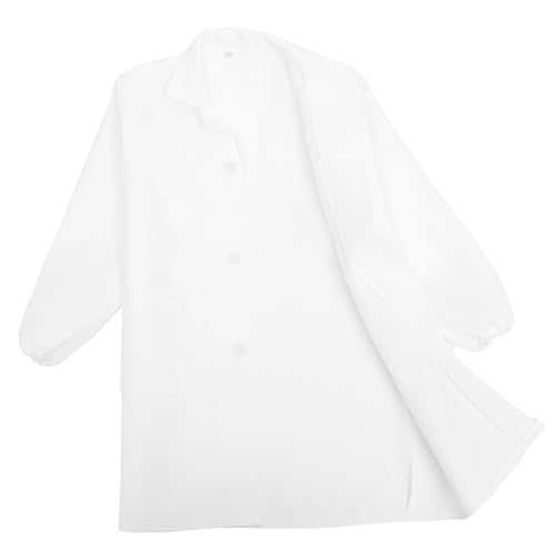 WOONEKY Laborkittel Weißer Waschbarer Langärmeliger Wissenschaftler kostümmantel mit Taschen Geeignet für Alter für Wissenschaftler Arzt Forscher cosplay bei Geburtstagen Halloween von WOONEKY