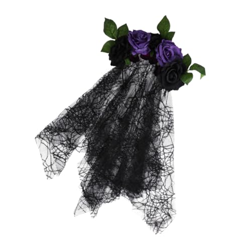 WOONEKY Langschleier Haarreif mit Totenkopf Halloween Kopfschmuck Blumendekor Leichtes Bequemes Stirnband für Cosplay Kostüm und Festliche Partyaccessoires WOONEKY Langschleier Haarreif mit Totenkopf Halloween Kopfschmuck Blumendekor Leichtes Bequemes Stirnband für Cosplay Kostüm und Festliche Partyaccessoires von WOONEKY